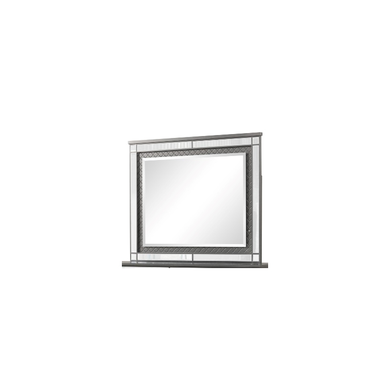 Maklaine Contemporary Wood Frame Mirror Gunmetal in Gray and Mirror