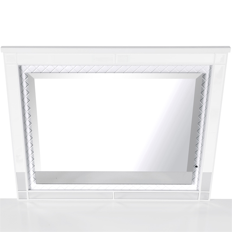 Maklaine Contemporary Wood Trim Frame Mirror in White Finish