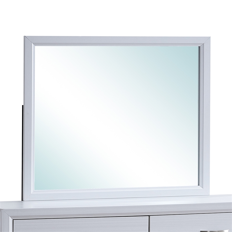 Maklaine Contemporary Wood Frame Glasgow Mirror in White Finish