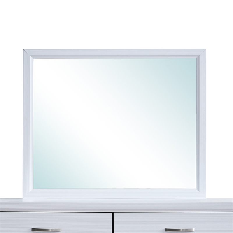 Maklaine Contemporary Wood Frame Glasgow Mirror in White Finish