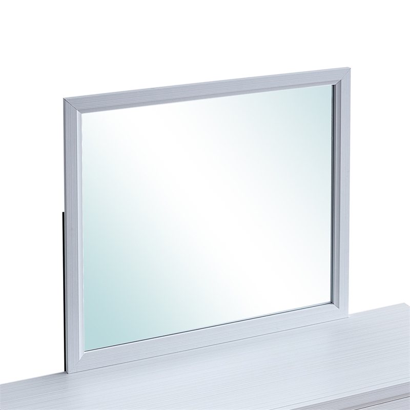Maklaine Contemporary Wood Frame Glasgow Mirror in White Finish