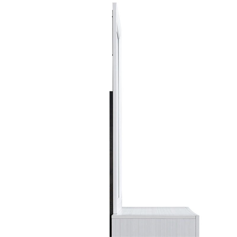 Maklaine Contemporary Wood Frame Glasgow Mirror in White Finish