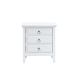 Maklaine Transitional Wood Frame 3 Drawer Nightstand in White