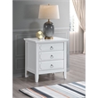 Maklaine Transitional Wood Frame 3 Drawer Nightstand in White