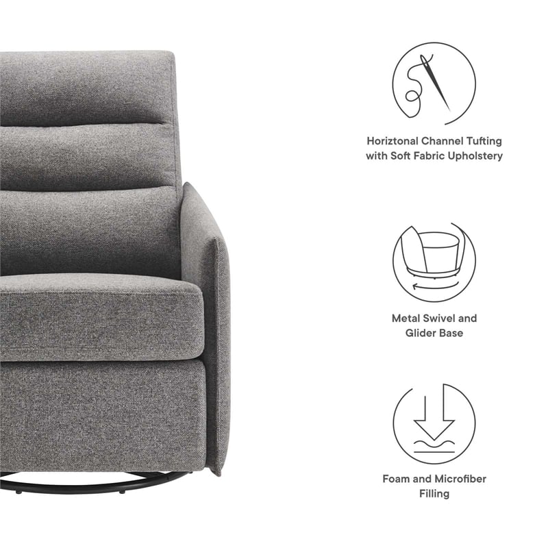 Maklaine Upholstered Polyester Fabric Lounge Chair in Light Gray
