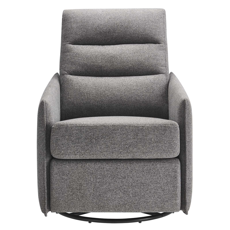 Maklaine Upholstered Polyester Fabric Lounge Chair in Light Gray