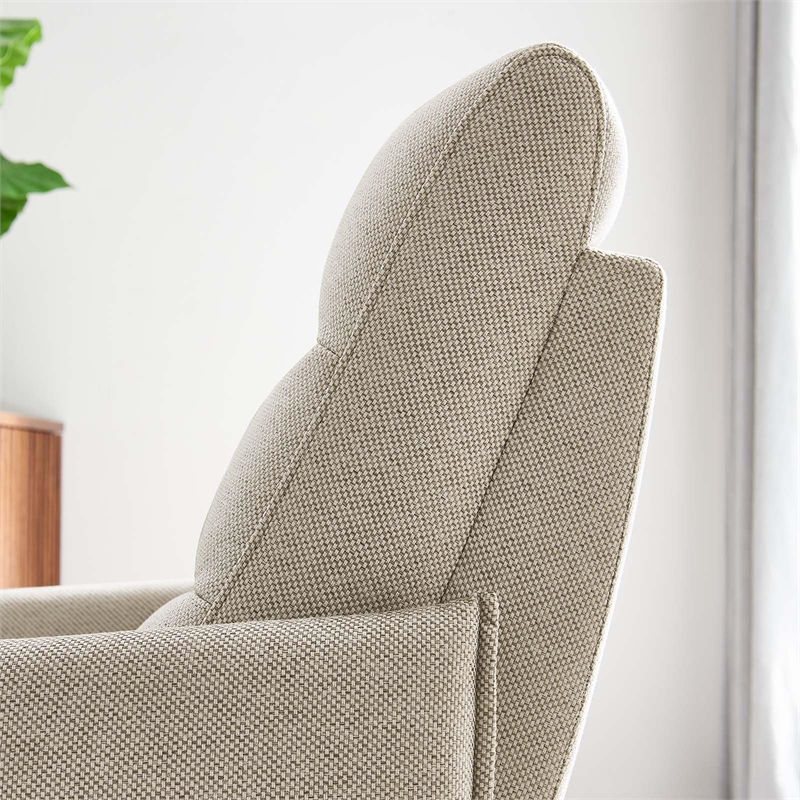 Maklaine Upholstered Polyester Fabric Lounge Chair in Oatmeal