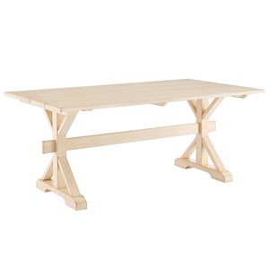 Maklaine Contemporary 71&quot Wood Dining Table with Trestle Base in Natural