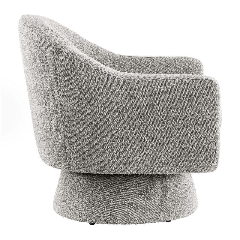 Maklaine Upholstered Modern Boucle Fabric Swivel Chair in Taupe