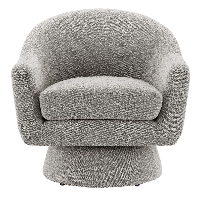 Maklaine Upholstered Modern Boucle Fabric Swivel Chair in Taupe