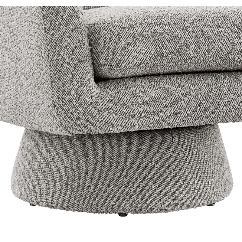 Maklaine Upholstered Modern Boucle Fabric Swivel Chair in Taupe
