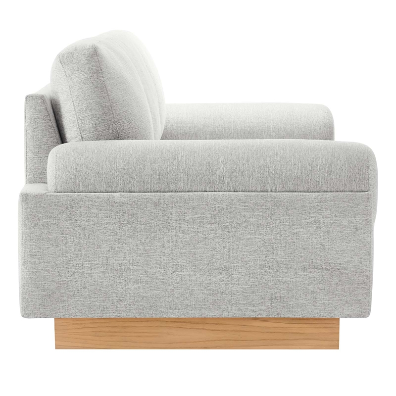 Maklaine Upholstered Fabric Sofa with Bolster Armrests in Light Gray