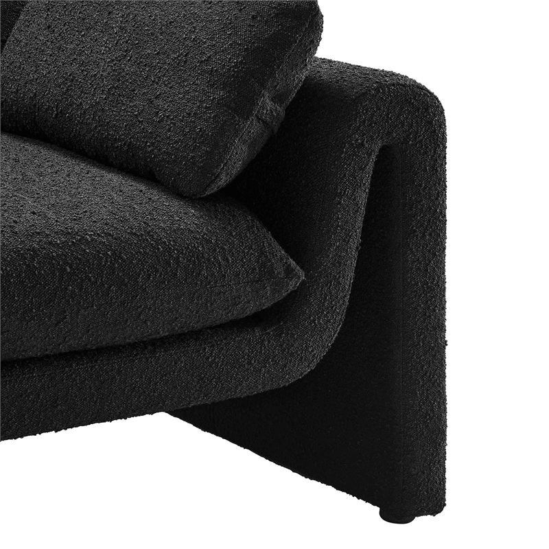 Maklaine Contemporary Upholstered Boucle Fabric Sofa in Black