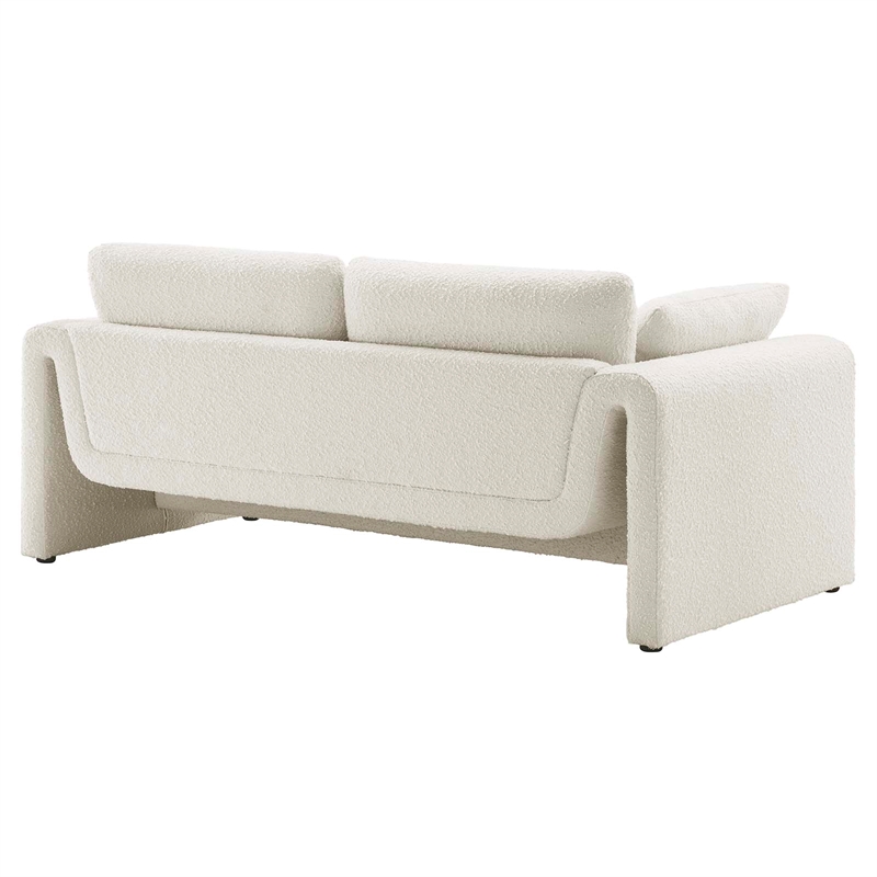 Maklaine Contemporary Upholstered Boucle Fabric Sofa in Ivory