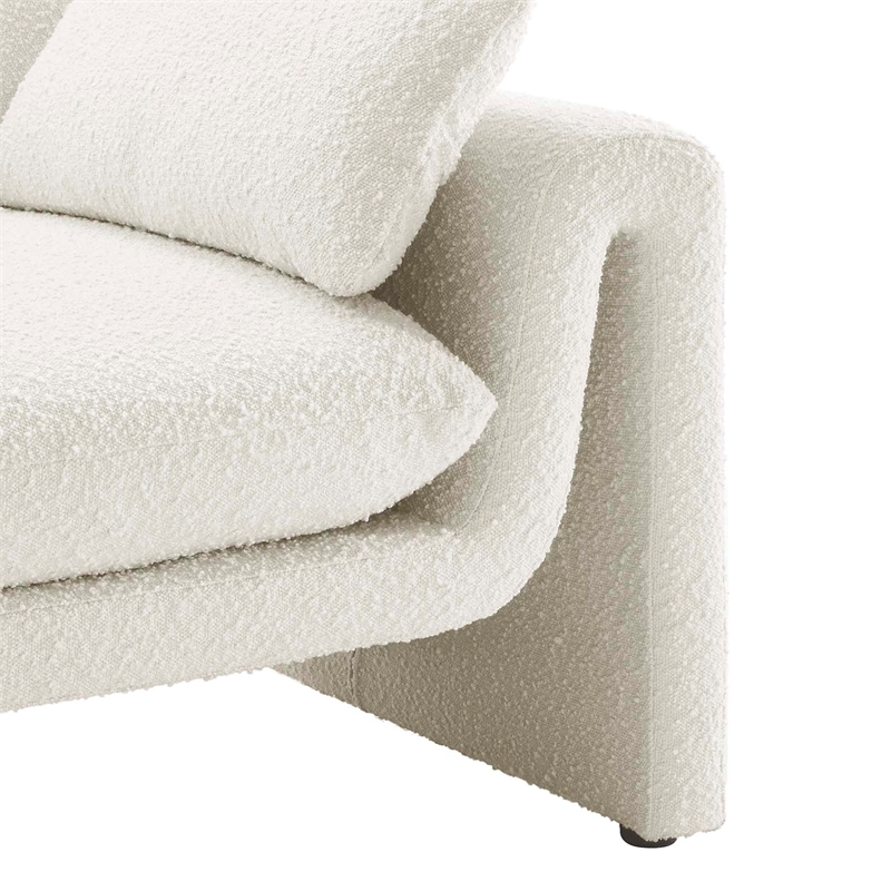 Maklaine Contemporary Upholstered Boucle Fabric Sofa in Ivory