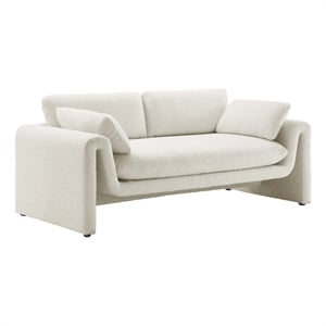 Maklaine Contemporary Upholstered Boucle Fabric Sofa in Ivory