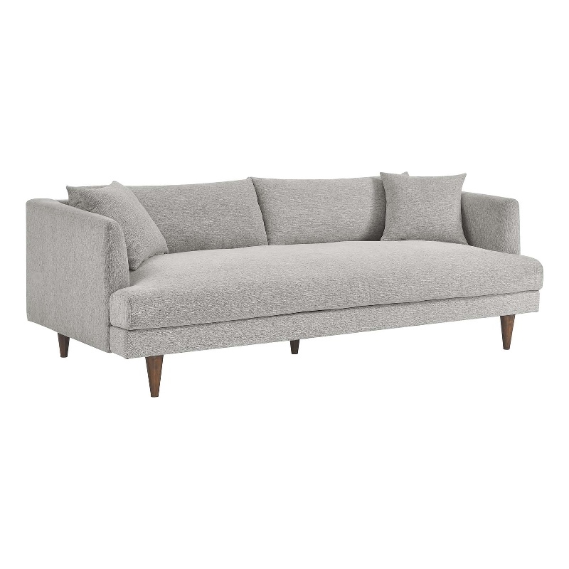 Maklaine Upholstered Polyester Fabric Sofa with Tapered Legs in Light Gray