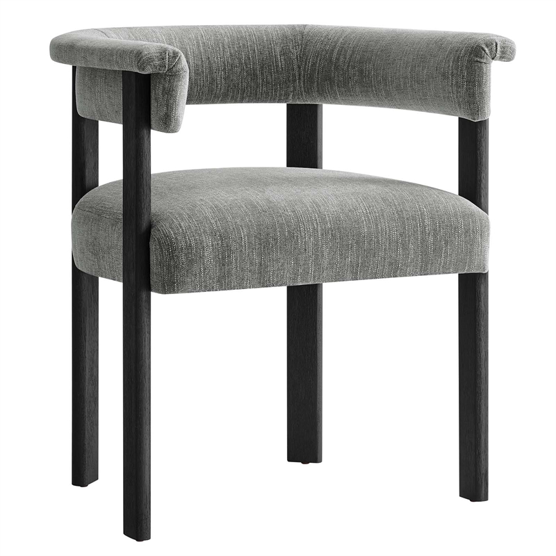 Maklaine Woven Heathered Fabric Upholstered Dining Chairs - Set of 2