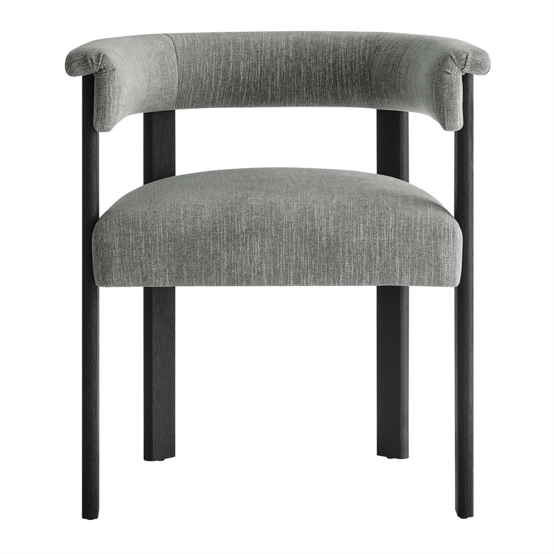 Maklaine Woven Heathered Fabric Upholstered Dining Chairs - Set of 2