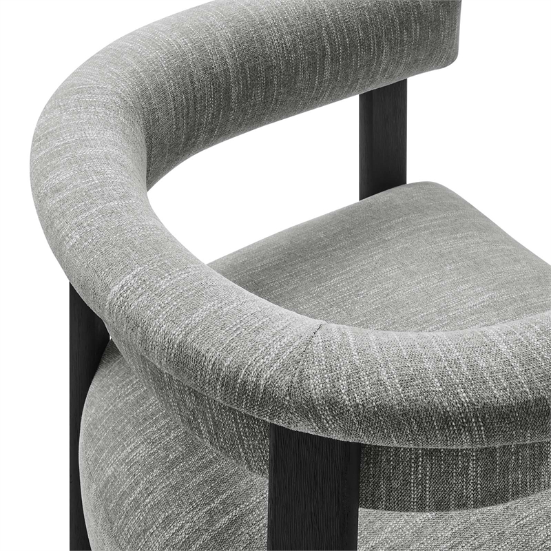 Maklaine Woven Heathered Fabric Upholstered Dining Chairs - Set of 2