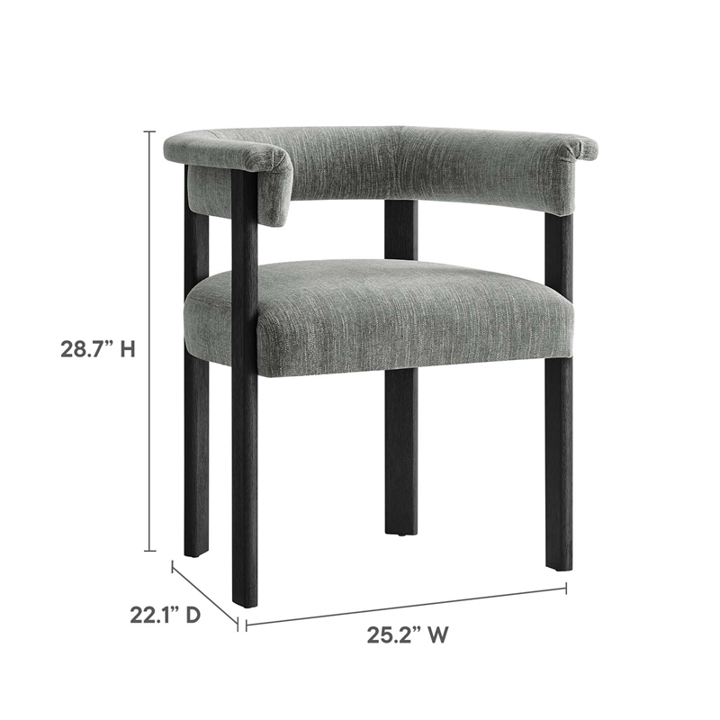 Maklaine Woven Heathered Fabric Upholstered Dining Chairs - Set of 2