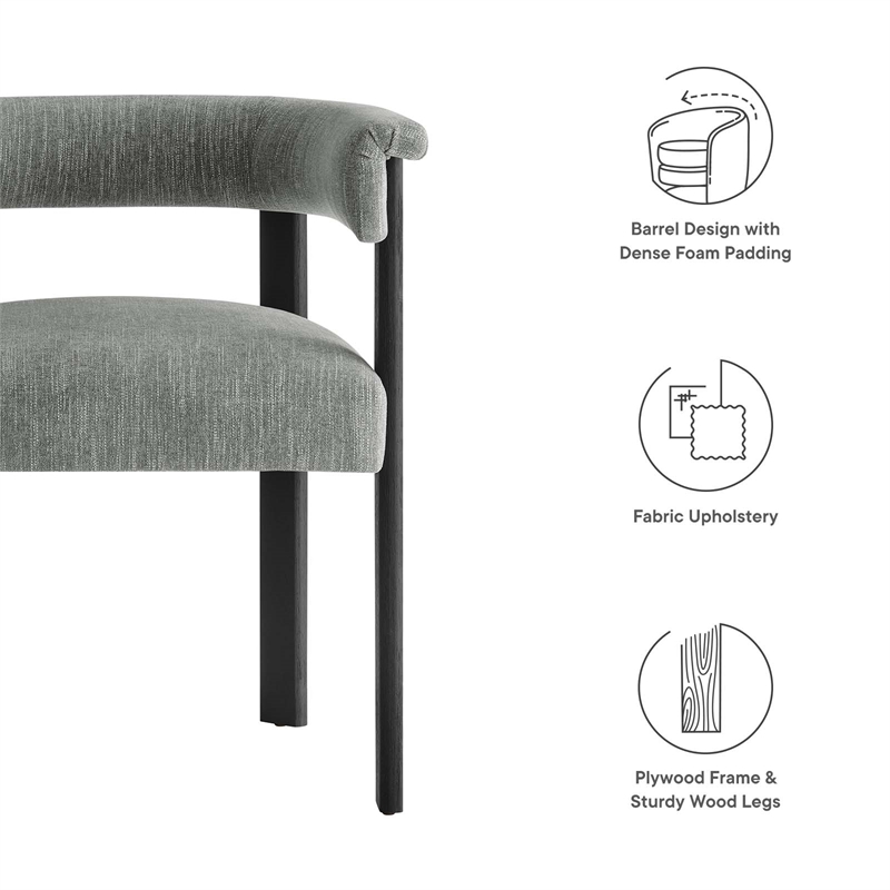 Maklaine Woven Heathered Fabric Upholstered Dining Chairs - Set of 2