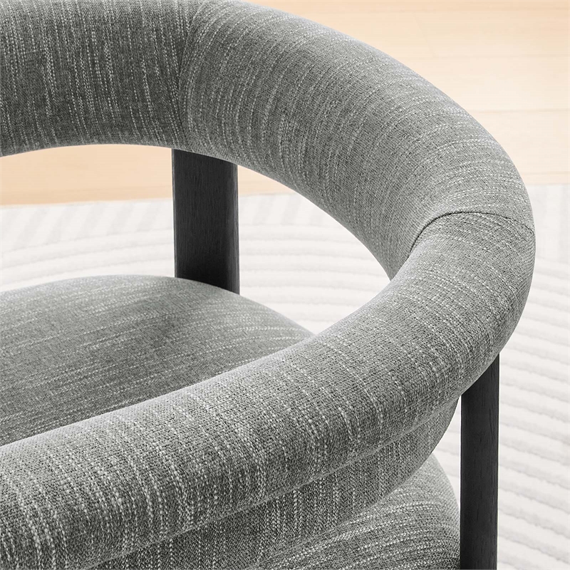 Maklaine Woven Heathered Fabric Upholstered Dining Chairs - Set of 2