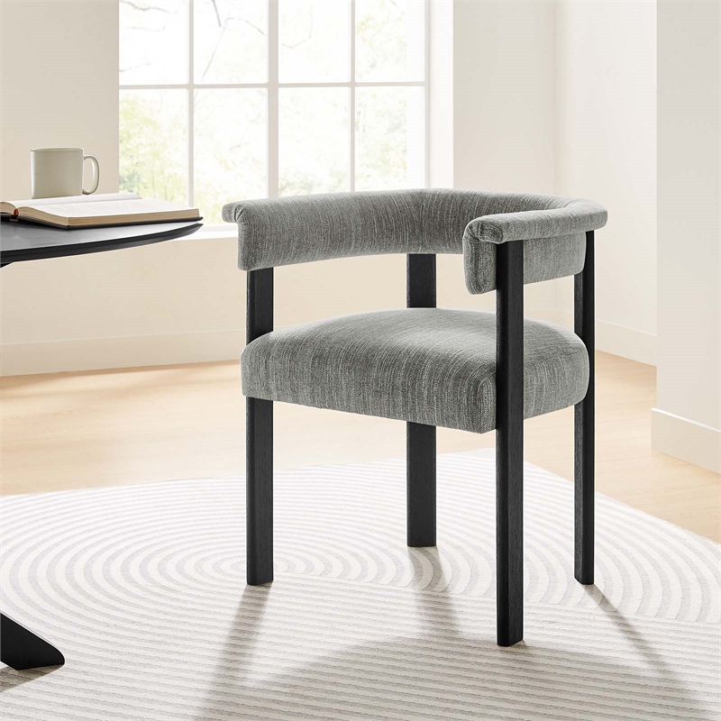 Maklaine Woven Heathered Fabric Upholstered Dining Chairs - Set of 2