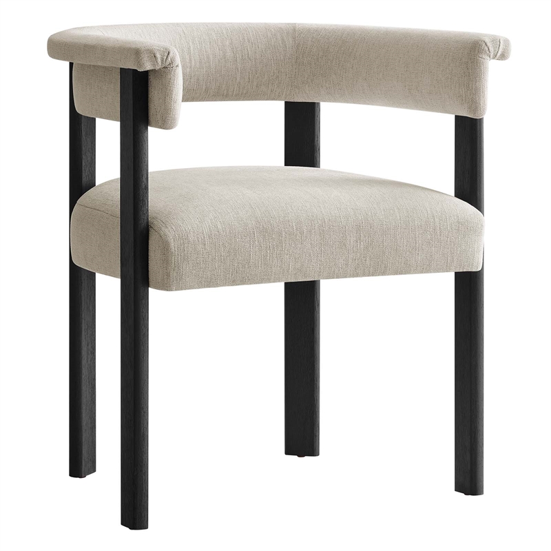 Maklaine Woven Heathered Fabric Upholstered Dining Chairs - Set of 2