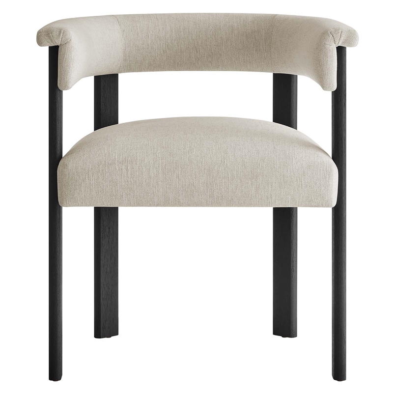 Maklaine Woven Heathered Fabric Upholstered Dining Chairs - Set of 2
