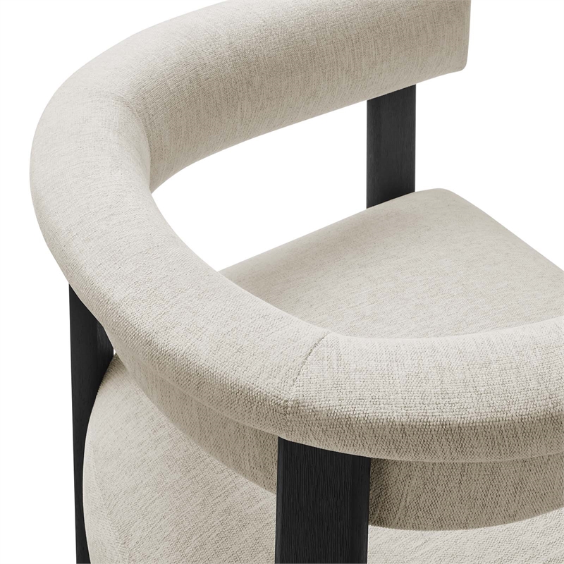 Maklaine Woven Heathered Fabric Upholstered Dining Chairs - Set of 2