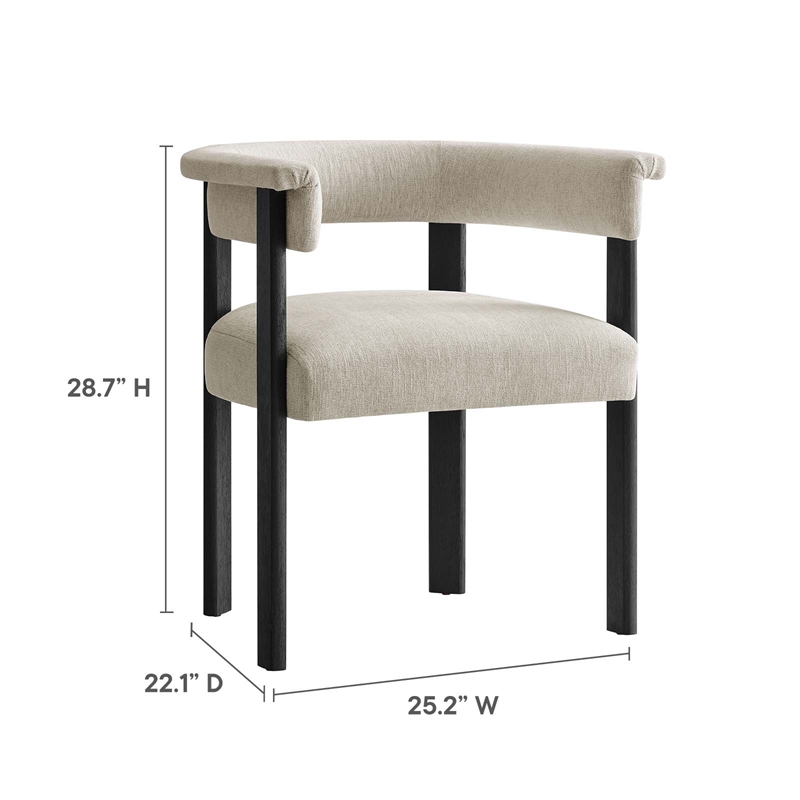 Maklaine Woven Heathered Fabric Upholstered Dining Chairs - Set of 2