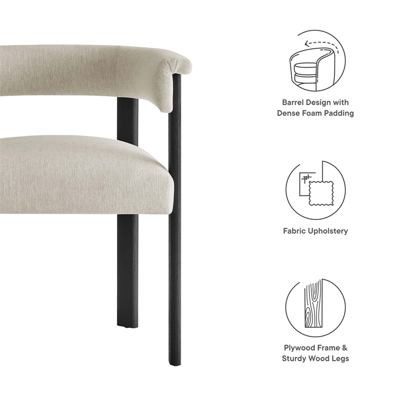 Maklaine Woven Heathered Fabric Upholstered Dining Chairs - Set of 2