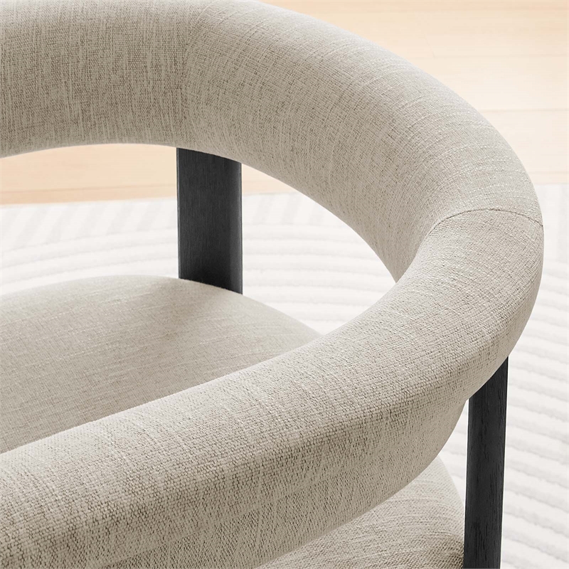 Maklaine Woven Heathered Fabric Upholstered Dining Chairs - Set of 2