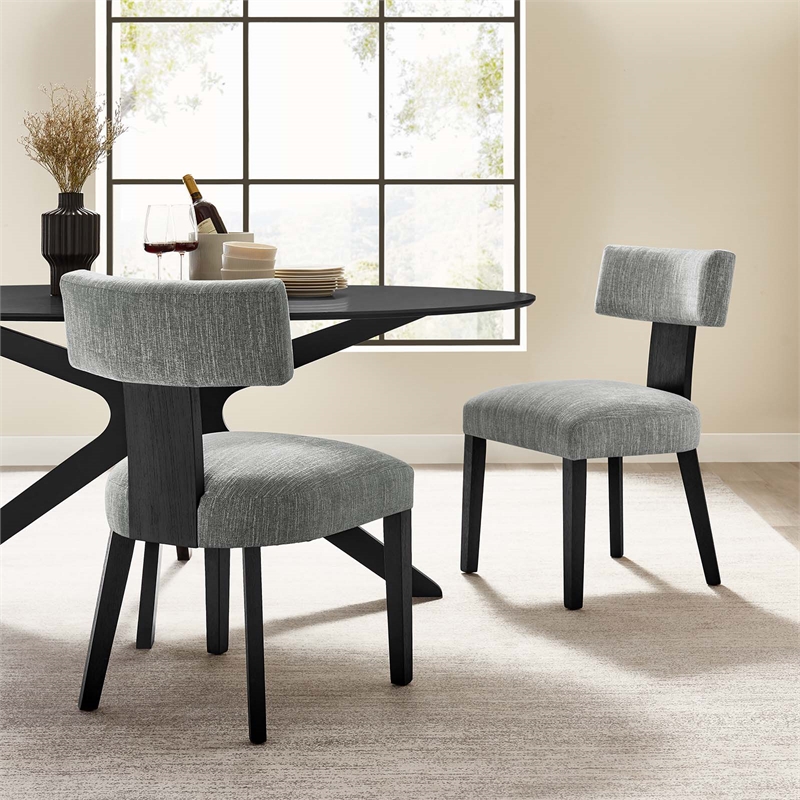 Maklaine Dining Chairs - Set of 2 in Heathered Weave Gray Black