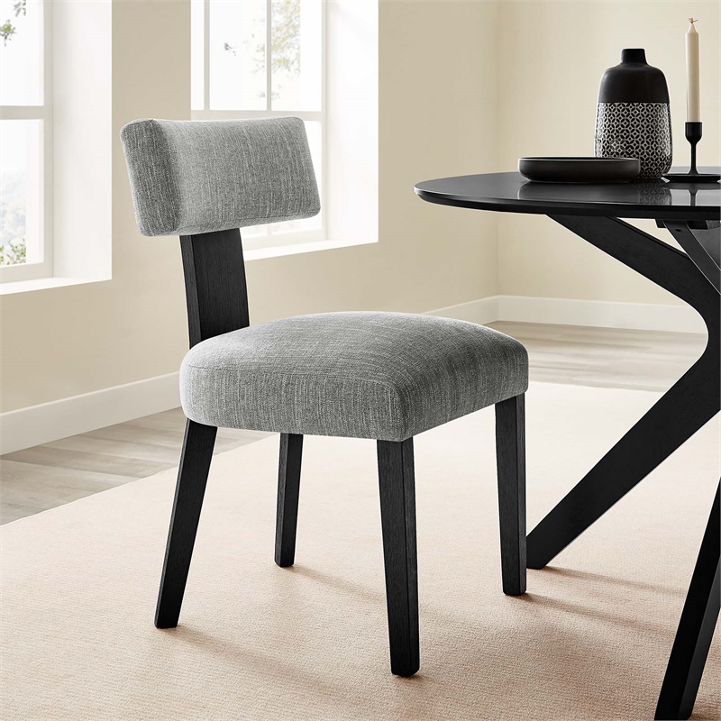 Maklaine Dining Chairs - Set of 2 in Heathered Weave Gray Black