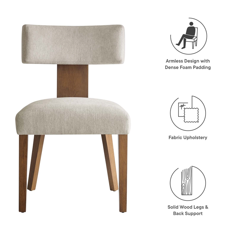 Maklaine Dining Chairs - Set of 2 in Heathered Weave Ivory Deep Brown