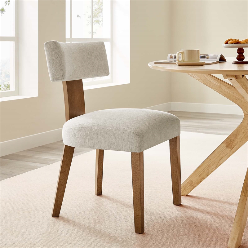 Maklaine Dining Chairs - Set of 2 in Heathered Weave Ivory Deep Brown
