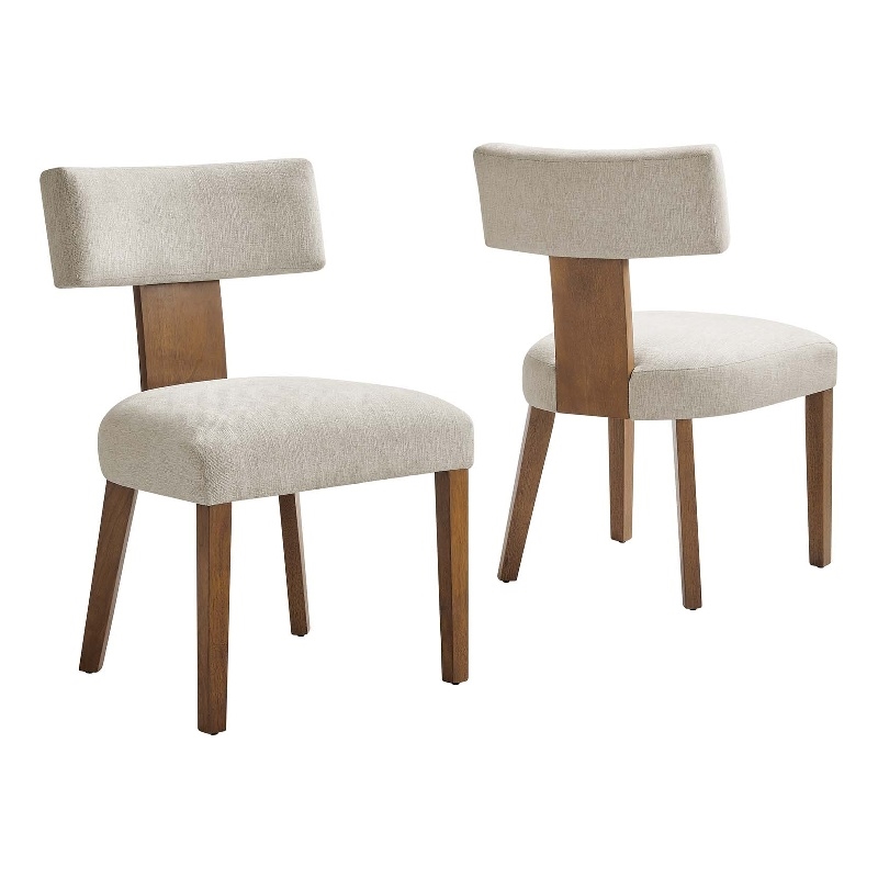 Maklaine Dining Chairs - Set of 2 in Heathered Weave Ivory Deep Brown