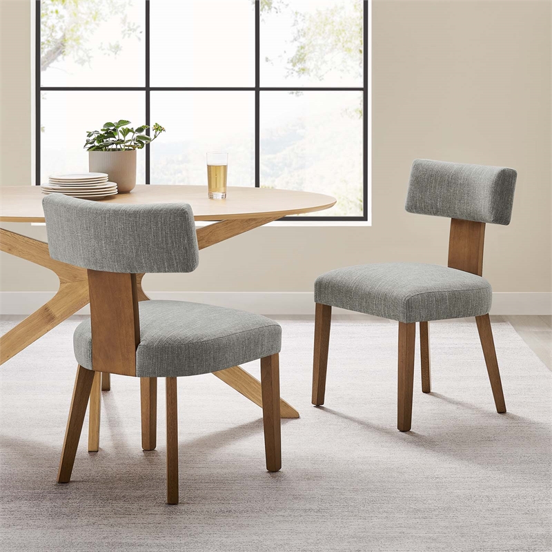 Maklaine Dining Chairs - Set of 2 in Heathered Weave Wheat Deep Brown