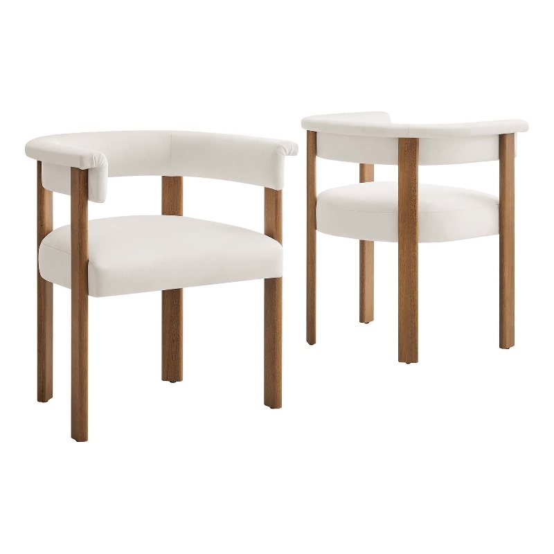 Maklaine Contemporary Performance Velvet Dining Chairs - Set of 2