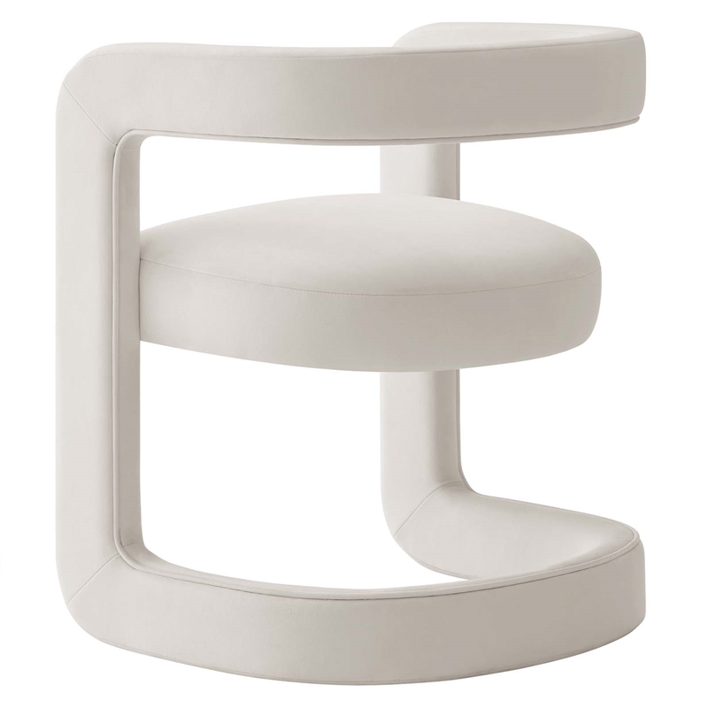 Maklaine Contemporary Performance Velvet Accent Chair in Alabaster