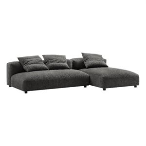 Maklaine 2-Pc Modular Upholstered Fabric Sectional Sofa With Chaise in Charcoal