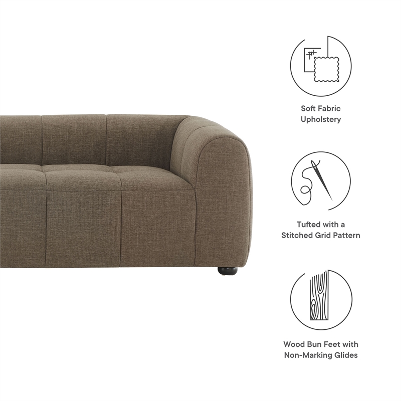 Maklaine Contemporary Dense Foam Padding Upholstered Fabric Sofa in Mocha
