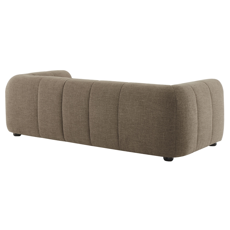 Maklaine Contemporary Dense Foam Padding Upholstered Fabric Sofa in Mocha