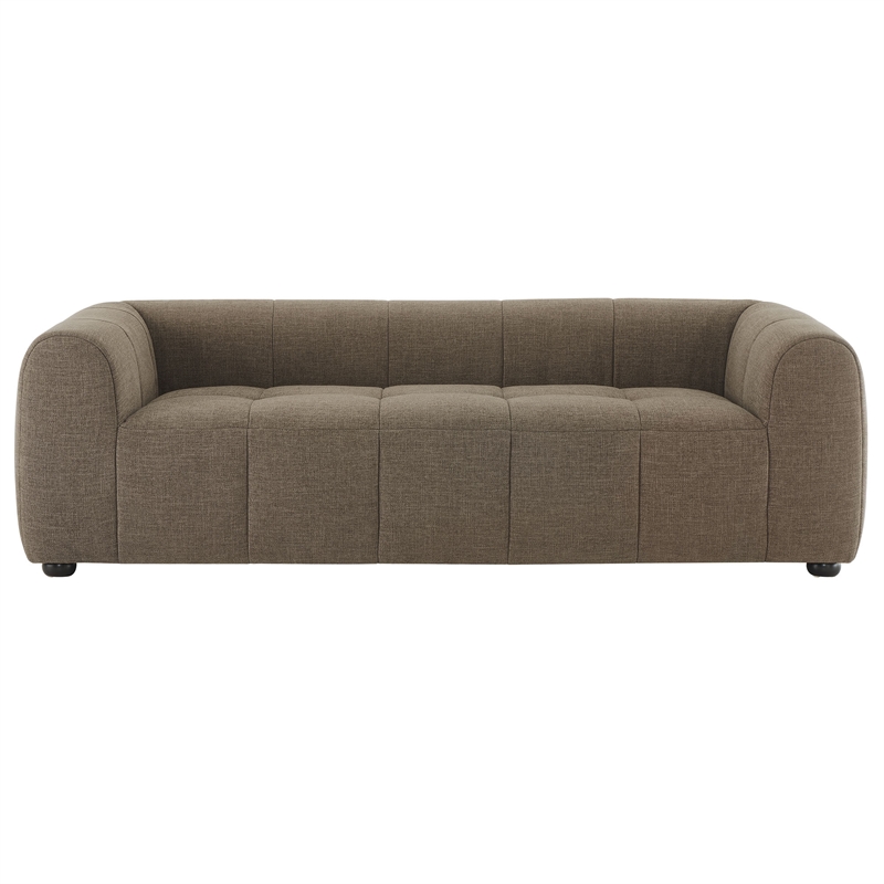 Maklaine Contemporary Dense Foam Padding Upholstered Fabric Sofa in Mocha