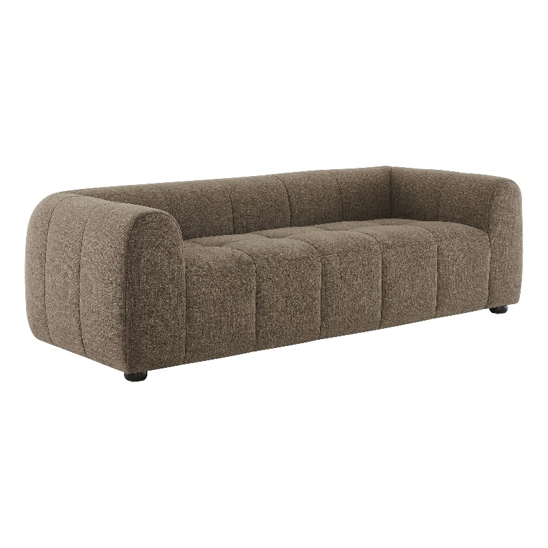 Maklaine Contemporary Dense Foam Padding Upholstered Fabric Sofa in Mocha