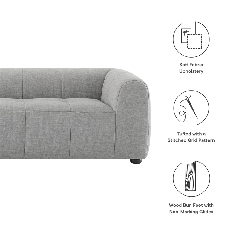 Maklaine Contemporary Dense Foam Padding Upholstered Fabric Sofa in Pewter