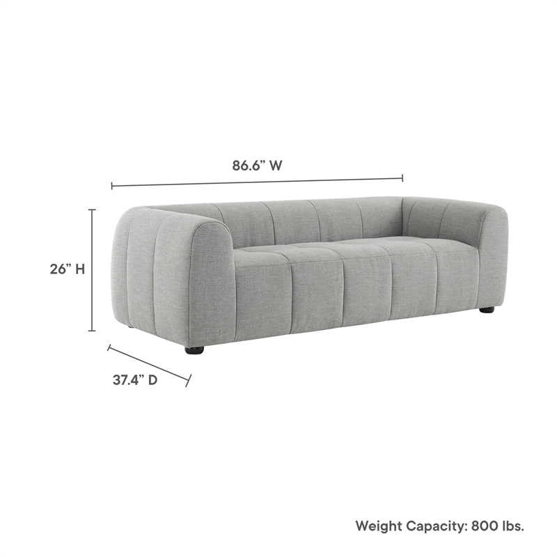 Maklaine Contemporary Dense Foam Padding Upholstered Fabric Sofa in Pewter