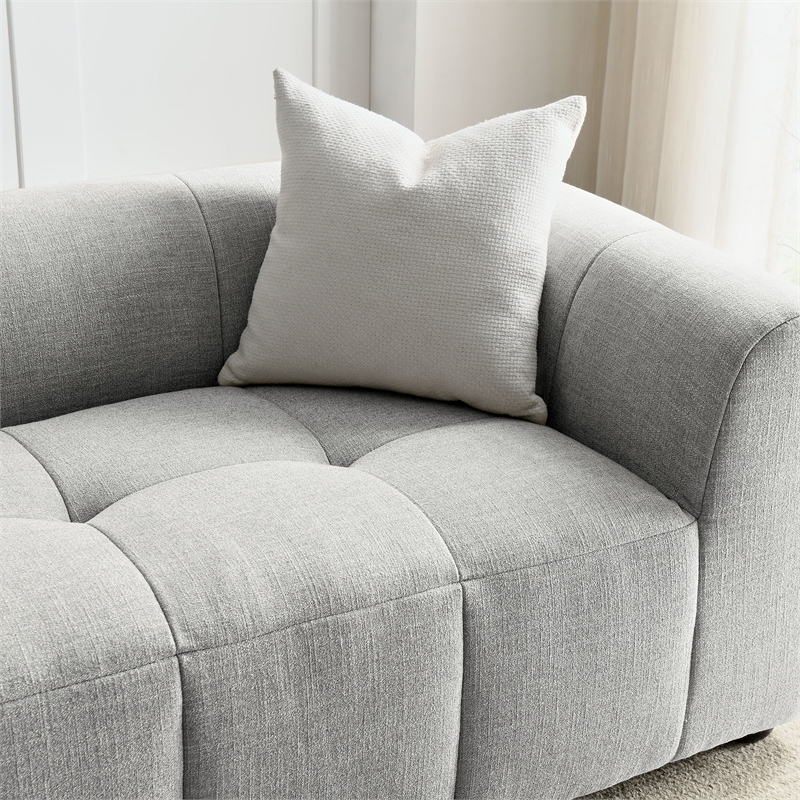Maklaine Contemporary Dense Foam Padding Upholstered Fabric Sofa in Pewter